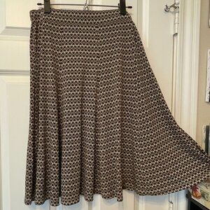 Grace Elements brown/white patterned swingy skirt size S